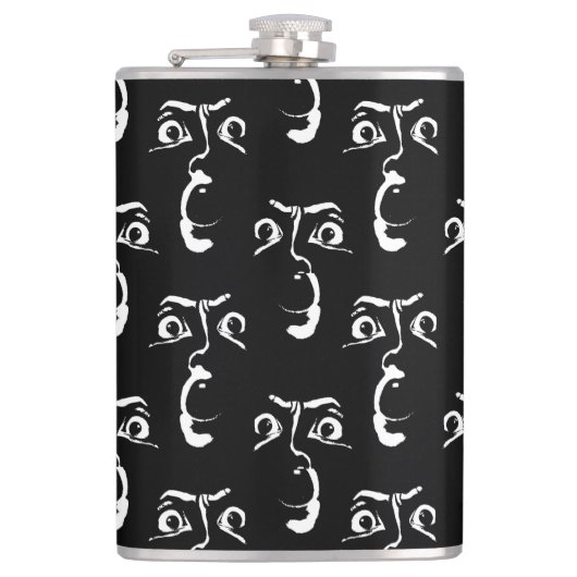 白黒ホラー顔 フラスク (正面)