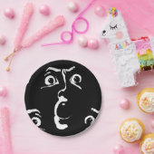 白黒ホラー顔 ペーパープレート (パーティー)