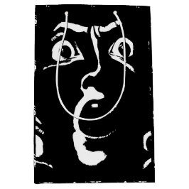 白黒ホラー顔 ミディアムペーパーバッグ