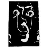 白黒ホラー顔 ミディアムペーパーバッグ (裏面)