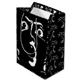 白黒ホラー顔 ミディアムペーパーバッグ (裏面アングル)