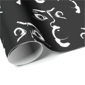 白黒ホラー顔 ラッピングペーパー (ロールコーナー)