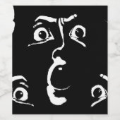 白黒ホラー顔 ワインラベル (シングルラベル)