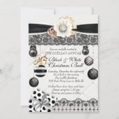 白黒ホリデークリスマスボール招待状 招待状 (正面)