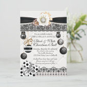 白黒ホリデークリスマスボール招待状 招待状 (スタンド正面)