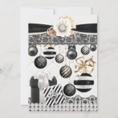 白黒ホリデークリスマスボール招待状 招待状 (裏面)