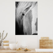 白黒ホースポートレート ポスター (キッチン)