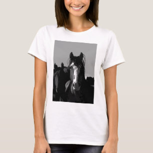 白黒ホースポートレート Tシャツ