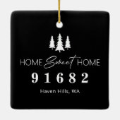 白黒ホームスイートホームジップコード セラミックオーナメント (裏面)