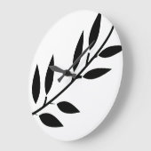 白黒ホームデコーシンプルルミニマルリーフパターン ラージ壁時計 (傾斜)