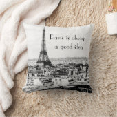 白黒ホームフランスのデコール付き引用文 クッション (ブランケット)