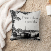 白黒ホームフランスのデコール付き引用文 クッション (ブランケット)