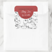 白黒ホームメイドさくらんぼジャムラベル スクエアシール (バッグ)