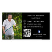 白黒ホーム修理写真QRコードハンドマン マグネット名刺 (正面)