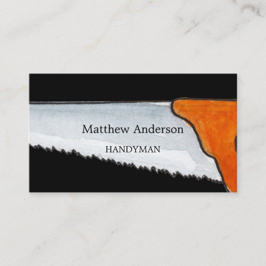 白黒ホーム修理写真QRコードハンドマン 名刺 (正面)