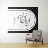 白黒ボウズおめでとうグラッドフォトバックグラウンド タペストリー (インサイチュ(横))