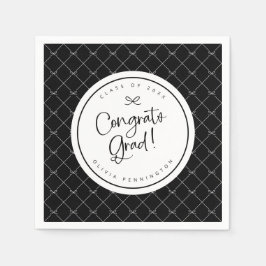 白黒ボウズおめでとう大学院卒業パーティー スタンダードカクテルナプキン