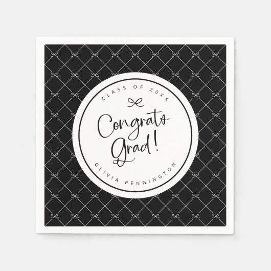 白黒ボウズおめでとう大学院卒業パーティー スタンダードカクテルナプキン (正面)