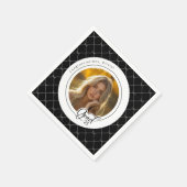 白黒ボウズ写真卒業パーティナプキンス スタンダードカクテルナプキン (角)