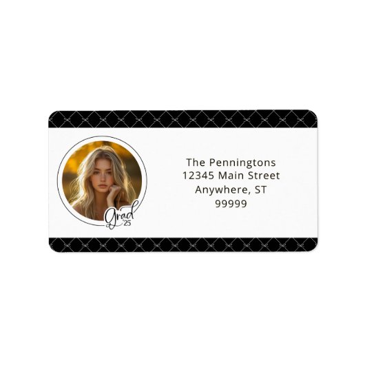 白黒ボウズ写真卒業 ラベル (正面)