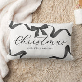 白黒ボウファミリークリスマス ランバークッション (ブランケット)