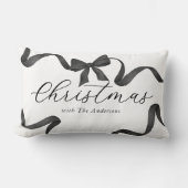 白黒ボウファミリークリスマス ランバークッション (正面)