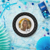 白黒ボウフォト卒業パーティー紙プレート ペーパープレート (パーティー)