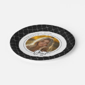 白黒ボウフォト卒業パーティー紙プレート ペーパープレート (アングル)