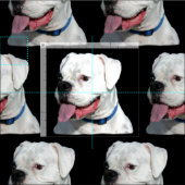 白黒ボクサー犬クラフトコットン生地 ファブリック (タイル)