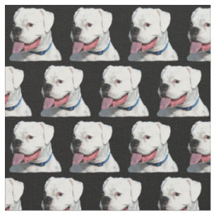 白黒ボクサー犬クラフトコットン生地 ファブリック