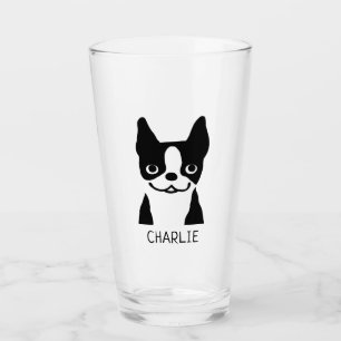 白黒ボストンテリアパーソナライズされた タンブラーグラス