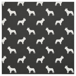 白黒ボストンテリア犬の生地- ファブリック