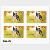 白黒ボストンテリア 長方形シール (シート)