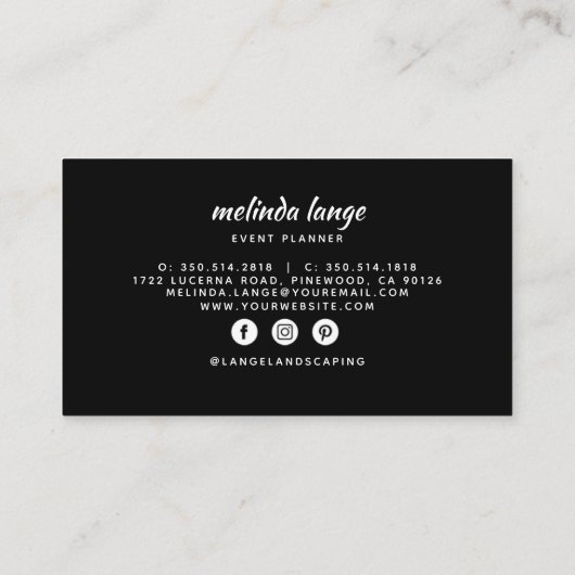 白黒ボタエレガントニックパインブランチ 名刺 (裏面)