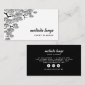 白黒ボタエレガントニックパインブランチ 名刺 (正面/裏面)