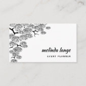 白黒ボタエレガントニックパインブランチ 名刺 (正面)