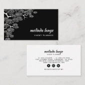 白黒ボタエレガントニックパインブランチ 名刺 (正面/裏面)