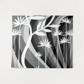 白黒ボタニカルイラストレーションタペストリー タペストリー (正面(横))