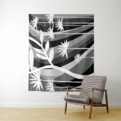 白黒ボタニカルイラストレーションタペストリー タペストリー (インサイチュ)