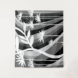 白黒ボタニカルイラストレーションタペストリー タペストリー