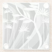 白黒ボタニカルイラストレーション ガラスコースター (裏面)