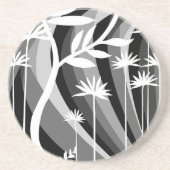 白黒ボタニカルイラストレーション コースター (正面)