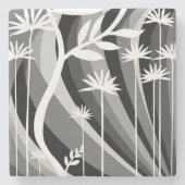 白黒ボタニカルイラストレーション ストーンコースター (正面)