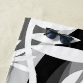 白黒ボタニカルイラストレーション ビーチタオル (インサイチュ)