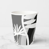 白黒ボタニカルイラストレーション 紙コップ (正面)