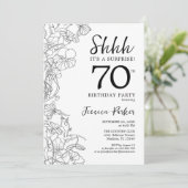 白黒ボタニカルサプライズ70誕生日 招待状 (スタンド正面)
