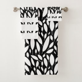 白黒ボタニカルタオルセット バスタオルセット