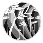 白黒ボタニカルデザイン セラミックノブ (正面)