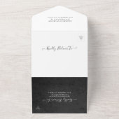 白黒ボタニカルフローラフレームウェディングRSVP オールインワン招待状 (外側)