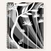 白黒ボタニカルプリント ノートブック (正面)